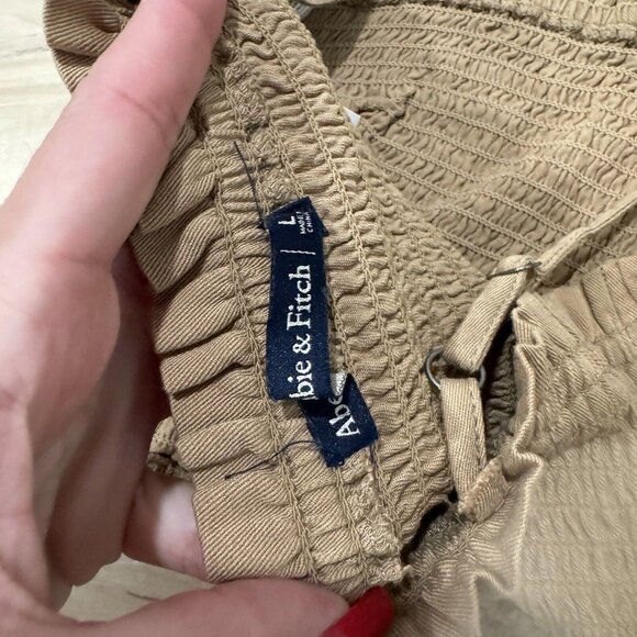 womens abercrombie and fitch Croptop Brown Tan Large L Scrunch - Picture 4 of 6